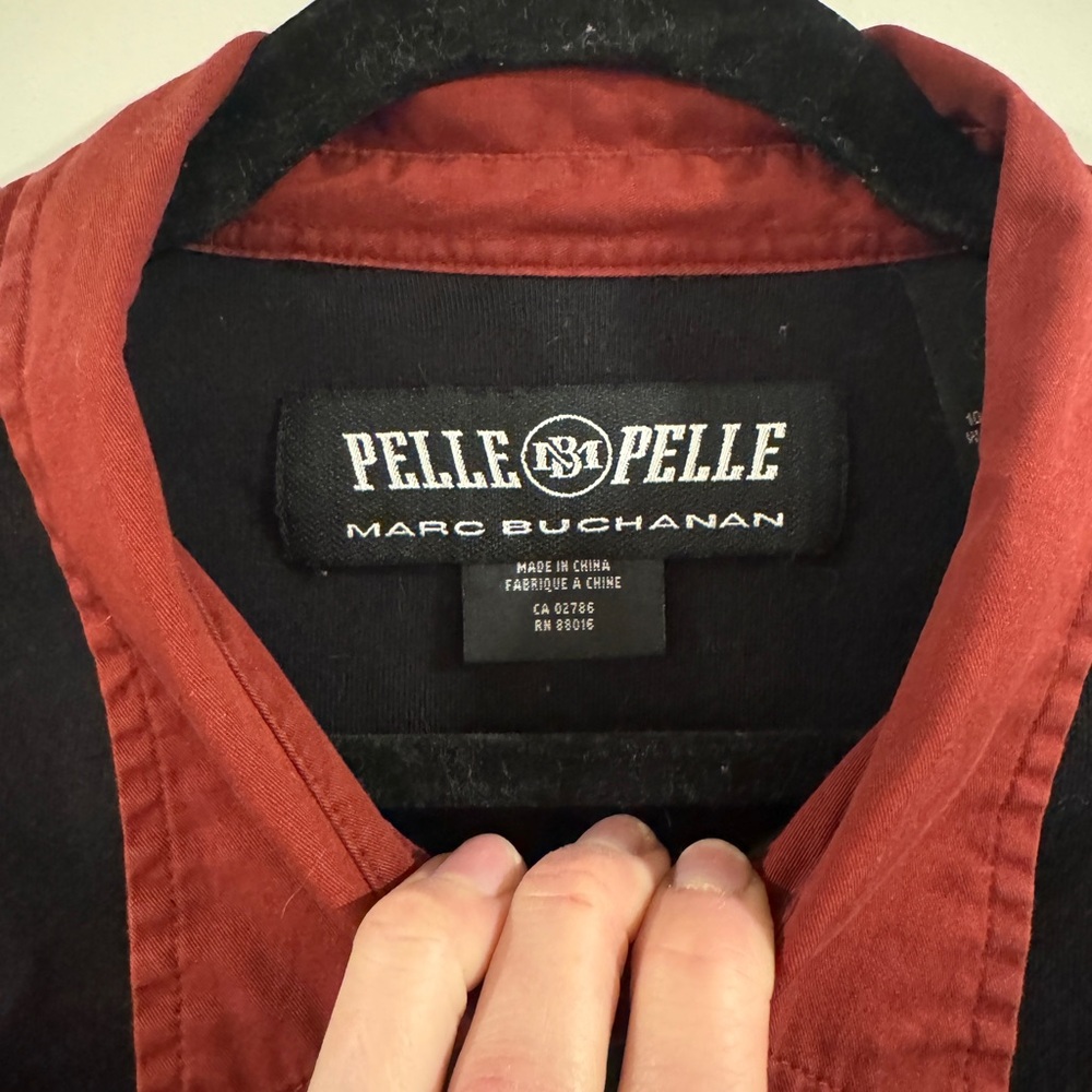 Pelle Pelle Black and Burgundy Rugby Shirt - size XL - Picture 9 of 15